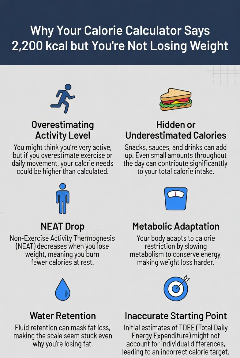 Why Your Calorie Calculator Says 2,200 kcal But You're Not Losing Weight